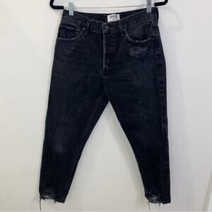 Agolde Jamie High Rise Classic Black Cropped Ankle Jeans in Plume Size 29